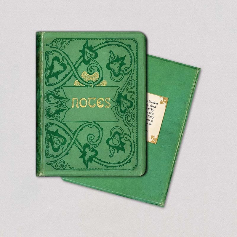 Green Vines with Gold - Vintage Book Cover Notebook