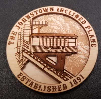 Inclined Plane Laser Cust Wood Magnet Black River Arts Made in Derry, PA