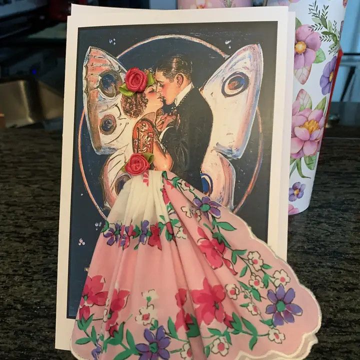 Butterfly Kisses Keepsake Hanky Card