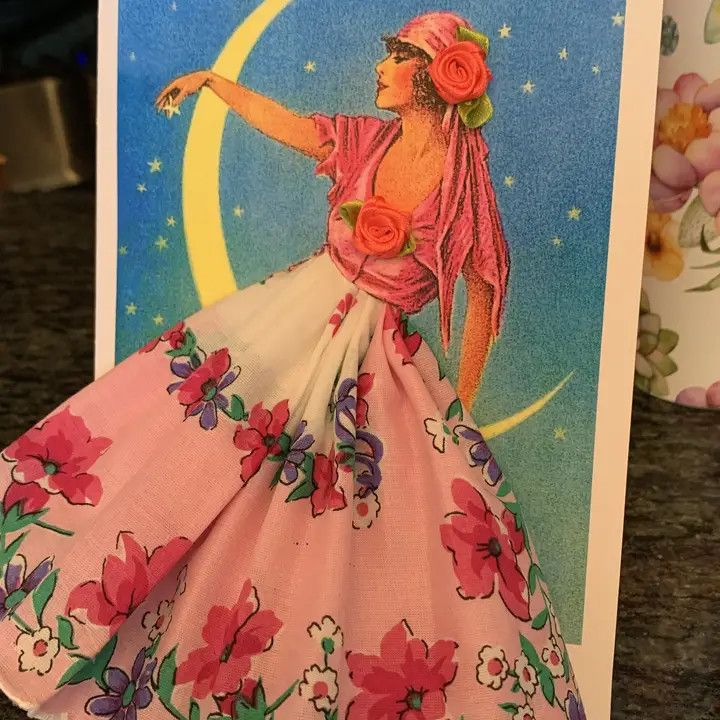 Gypsy Moonlight Hankie Keepsake Card