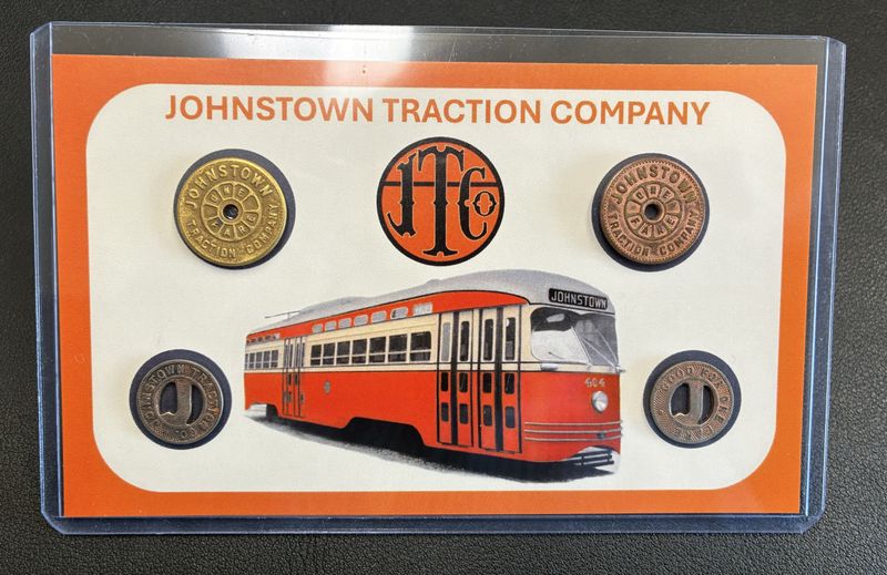 Johnstown Traction Co. Token Collection 4 Tokens on Display Card