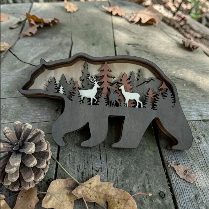 Layered wood Decoration Bear