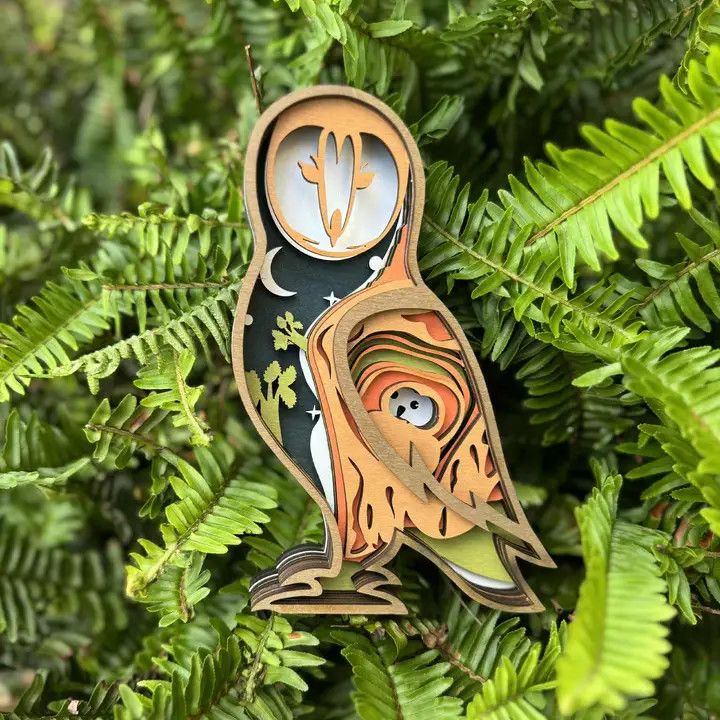 Layered wood Decoration Barn Owl