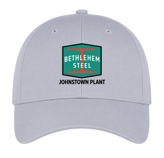 Cap, Six-Panel Twill, Silver, Bethlehem Steel Johnstown, PA
