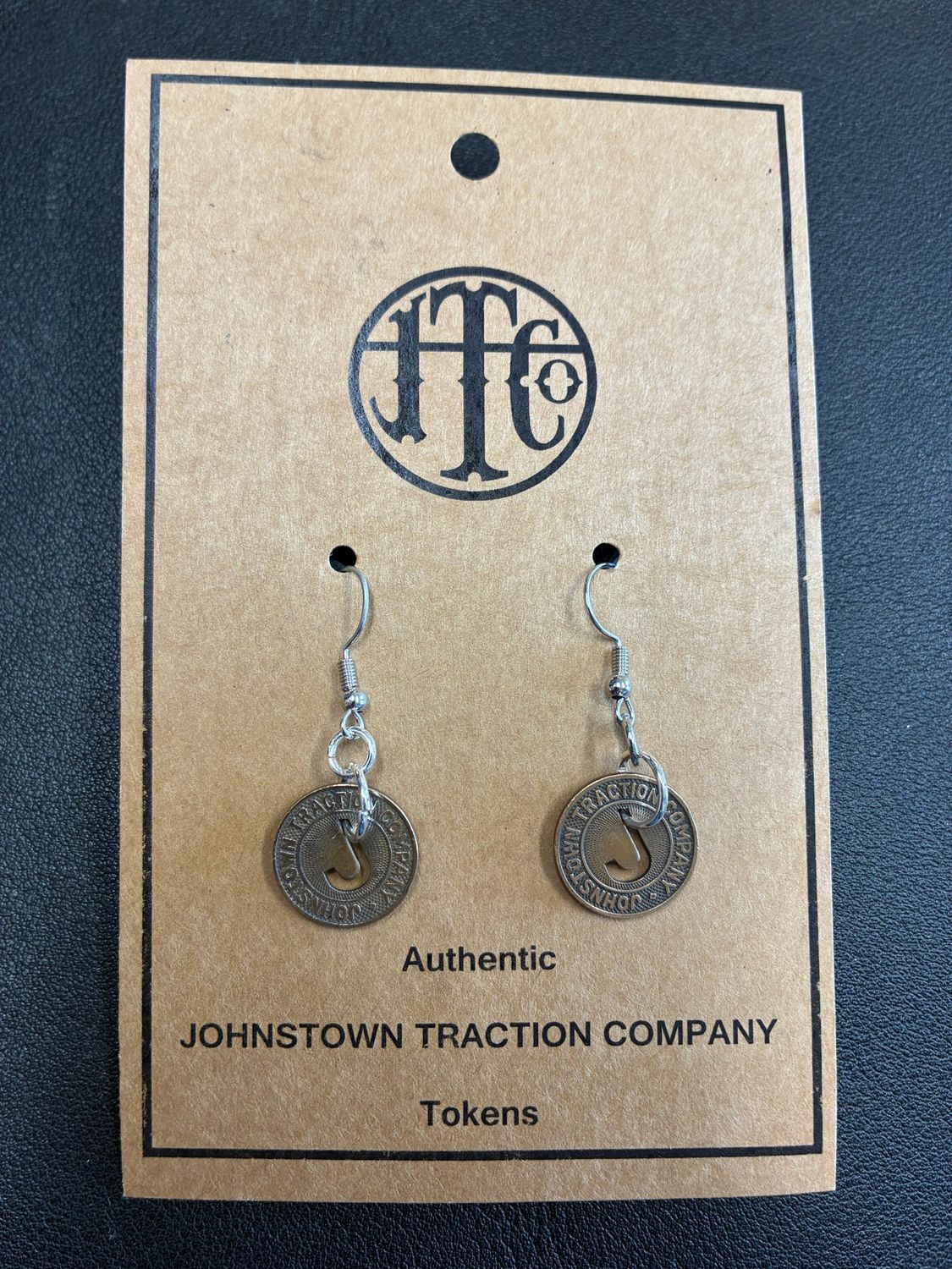 Johnstown Traction Brass Token earrings