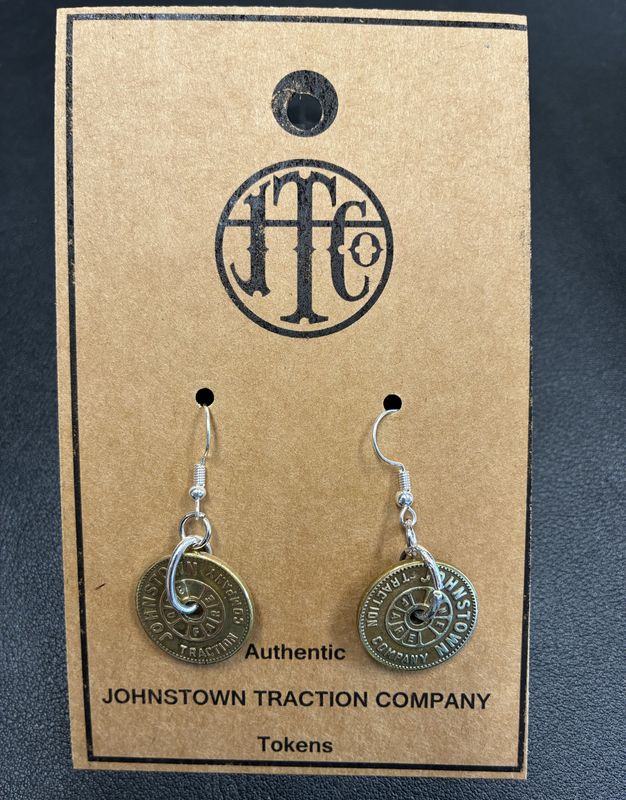 Johnstown Traction Brass School Token earrings