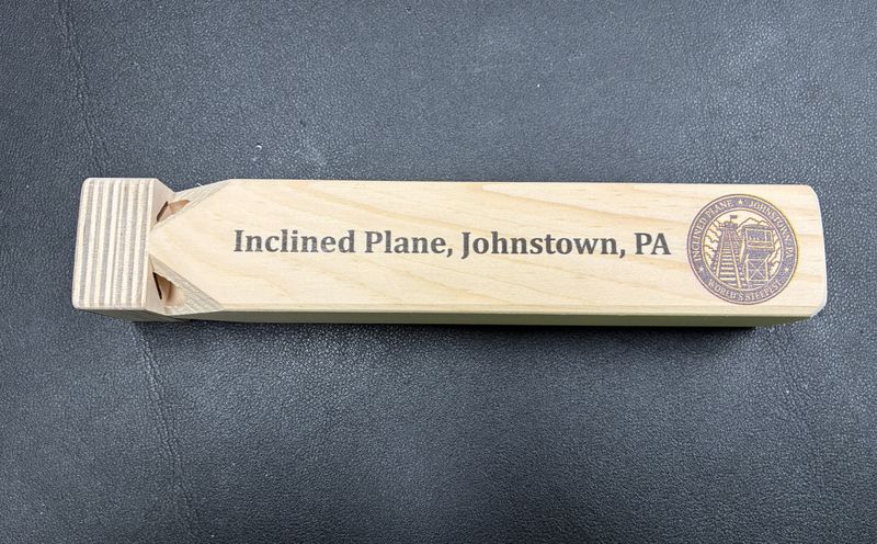 Inclined Plane, Johnstown, Pa Engraved Wooden Train Whistle