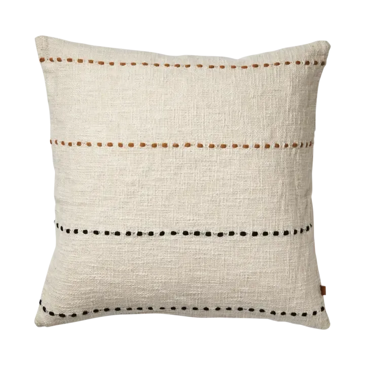 Kussenhoes Beige met fijne gekleurde lijntjes