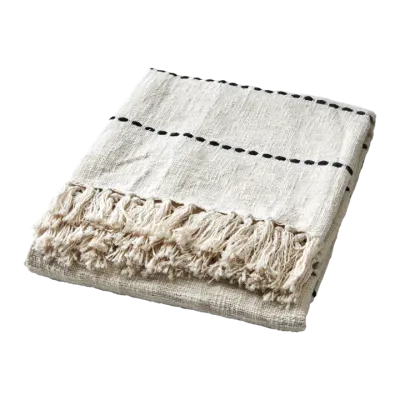 Beige plaid met fijne zwarte en grijze lijntjes