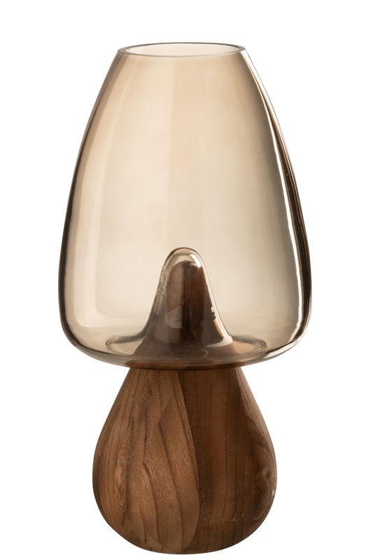 Paddenstoel glas taupe hoog