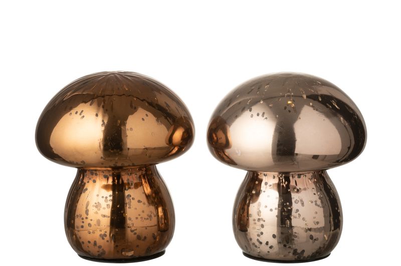 Lamp led paddenstoel glas - brons glanzend