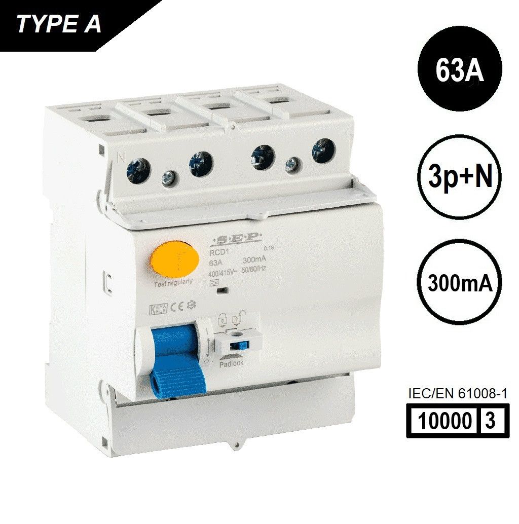 SEP RCD1 Type A al.schak 4p 63A 300mA 10kA