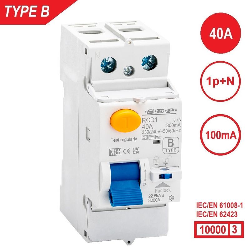 SEP RCD1 Type B al.schak 2p 40A 100mA 10kA