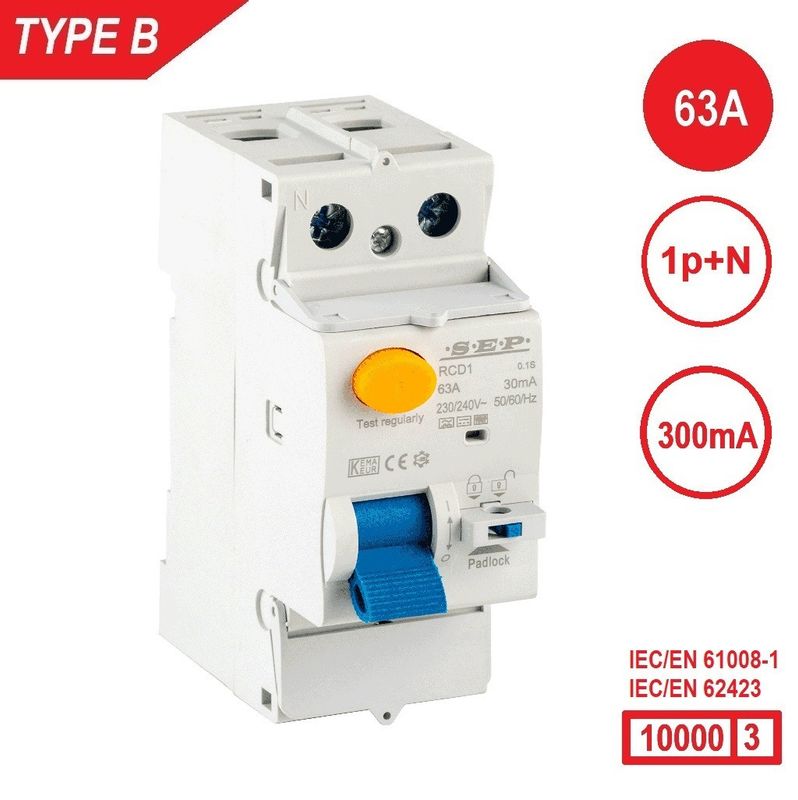 SEP RCD1 Type B al.schak 2p 63A 300mA 10kA