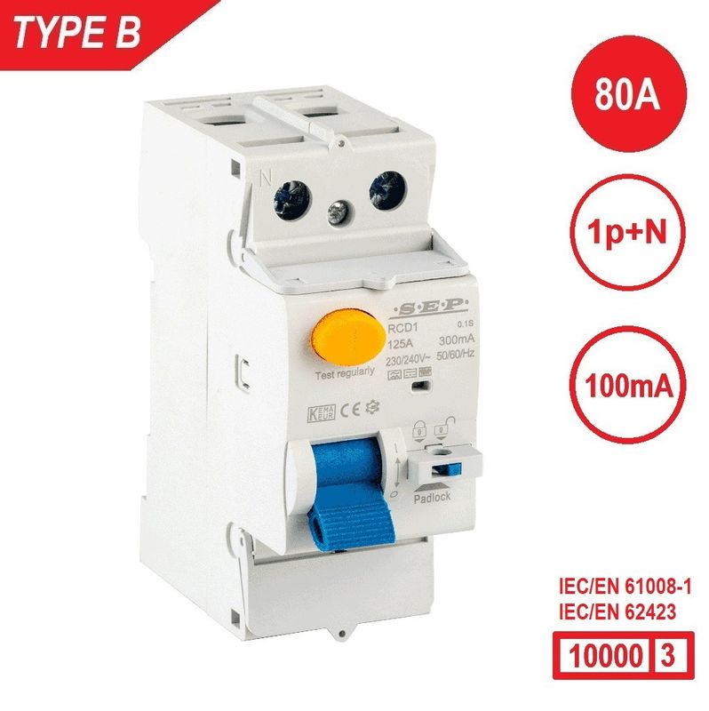 SEP RCD1 Type B al.schak 2p 80A 100mA 10kA