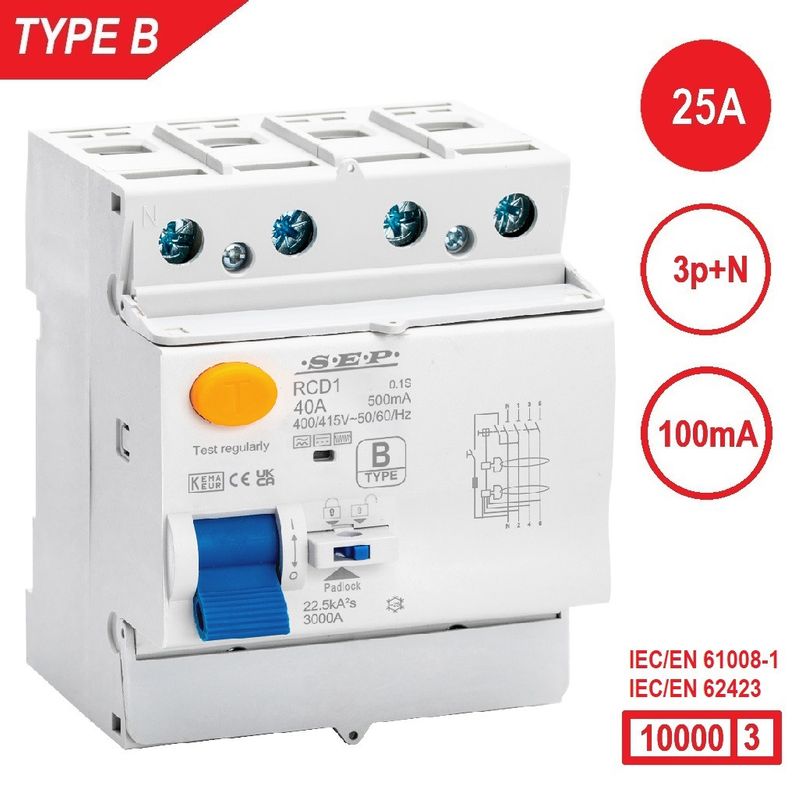 SEP RCD1 Type B al.schak 4p 25A 100mA 10kA