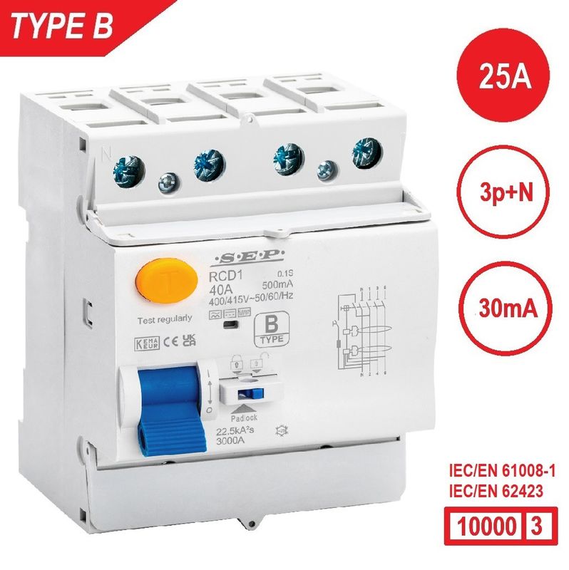 SEP RCD1 Type B al.schak 4p 25A 30mA 10kA