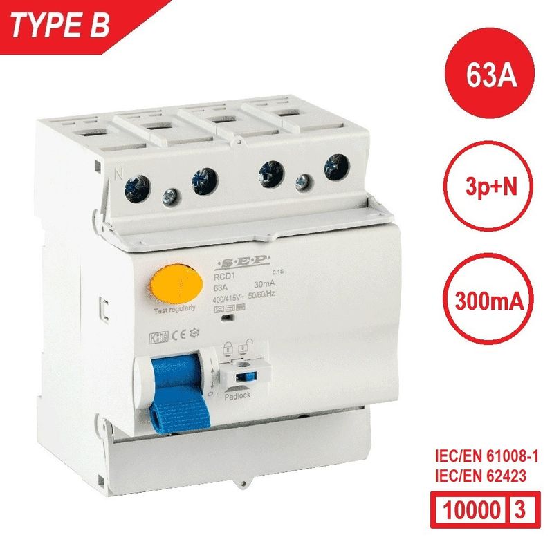 SEP RCD1 Type B al.schak 4p 63A 300mA 10kA