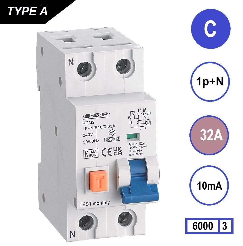 SEP RCM2 Aardlekautom. 1p+n C32 10mA 6kA