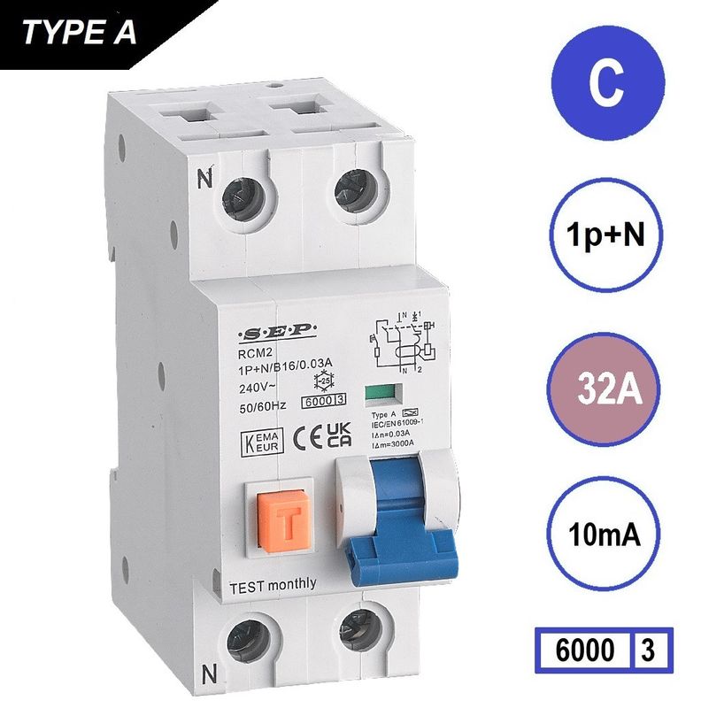 SEP RCM2 Aardlekautom. 1p+n C32 10mA 6kA