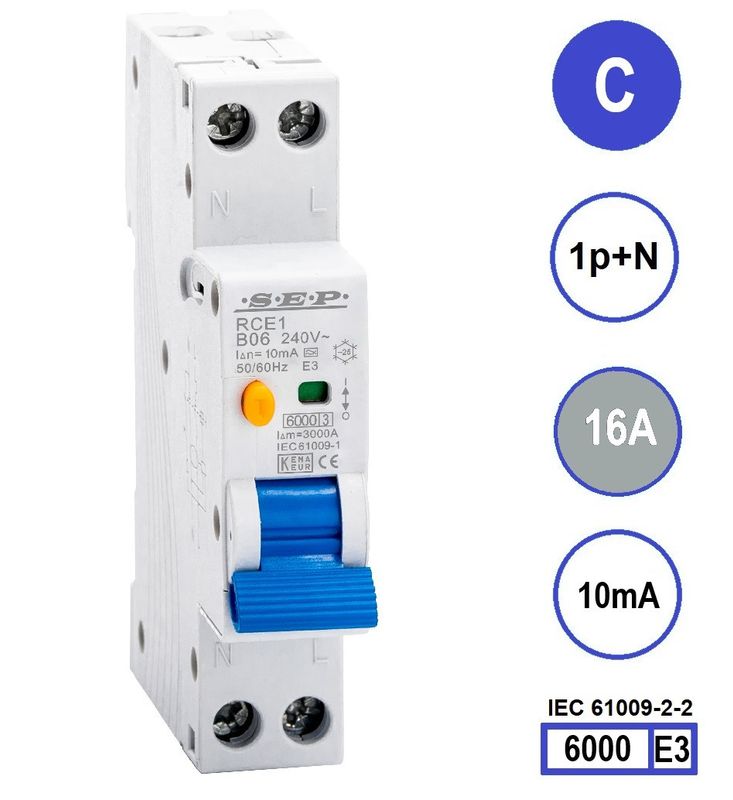 SEP RCE1 Aardlekautom.1p+n C16 10mA 6kA (18mm)