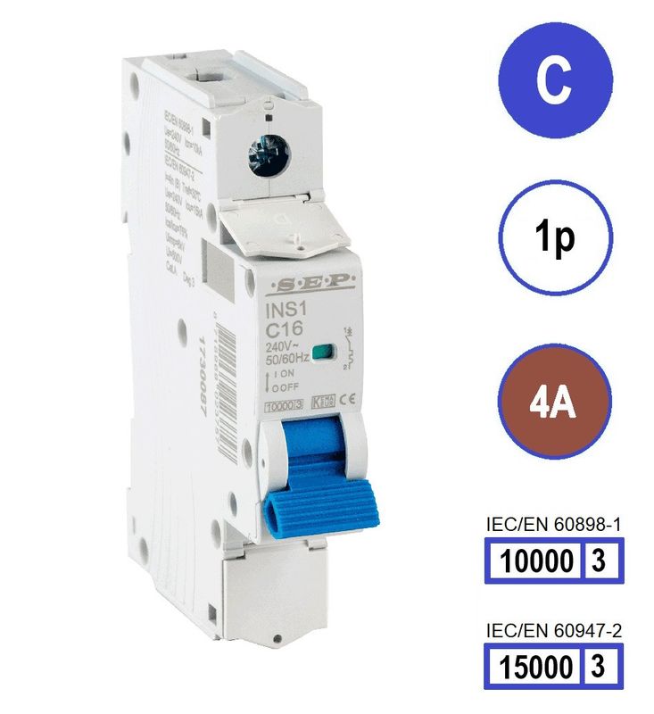 SEP INS1 inst.aut  1p - C - 4A - 10/15kA