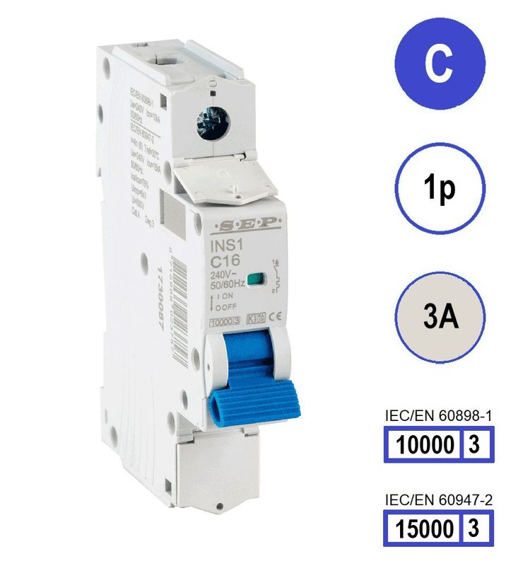 SEP INS1 inst.aut  1p - C - 3A - 10/15kA