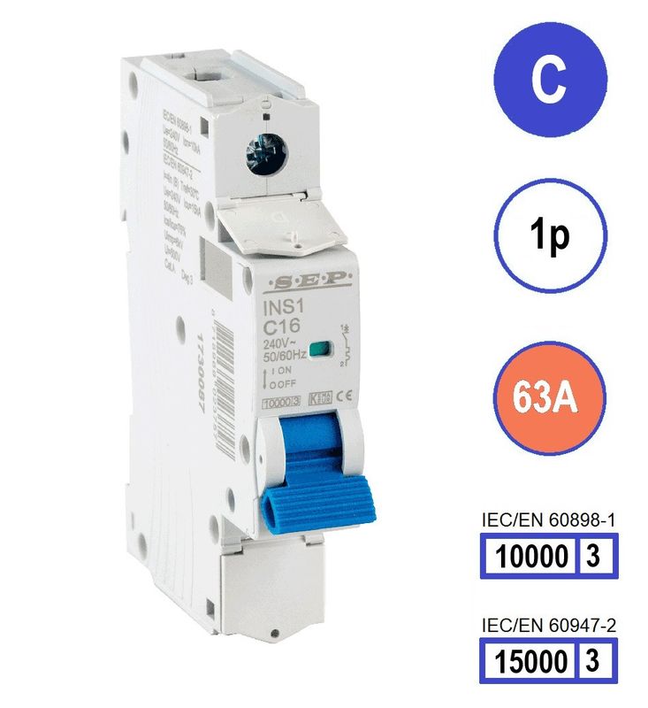 SEP INS1 inst.aut  1p - C - 63A - 10/15kA