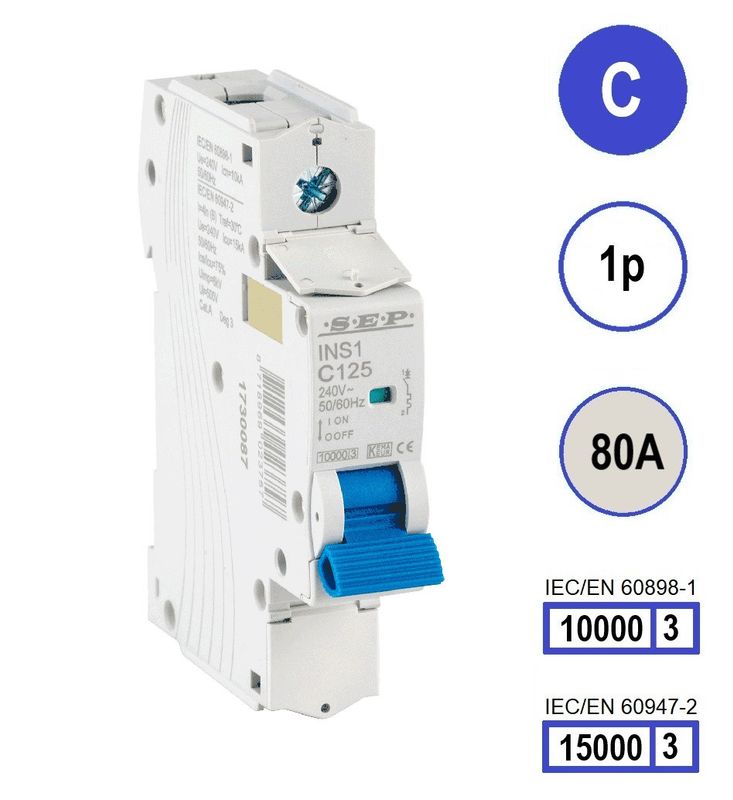 SEP INS1 inst.aut  1p - C - 80A - 10/15kA