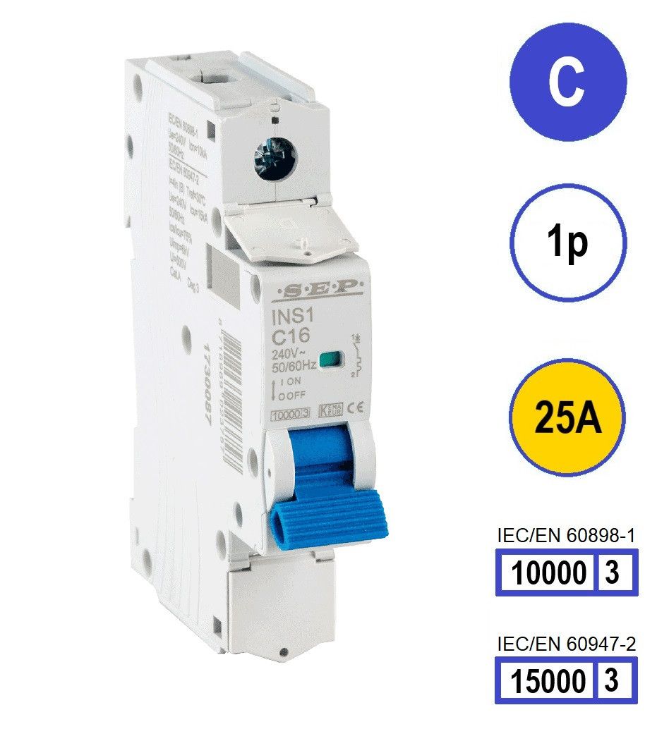 SEP INS1 inst.aut  1p - C - 25A - 10/15kA