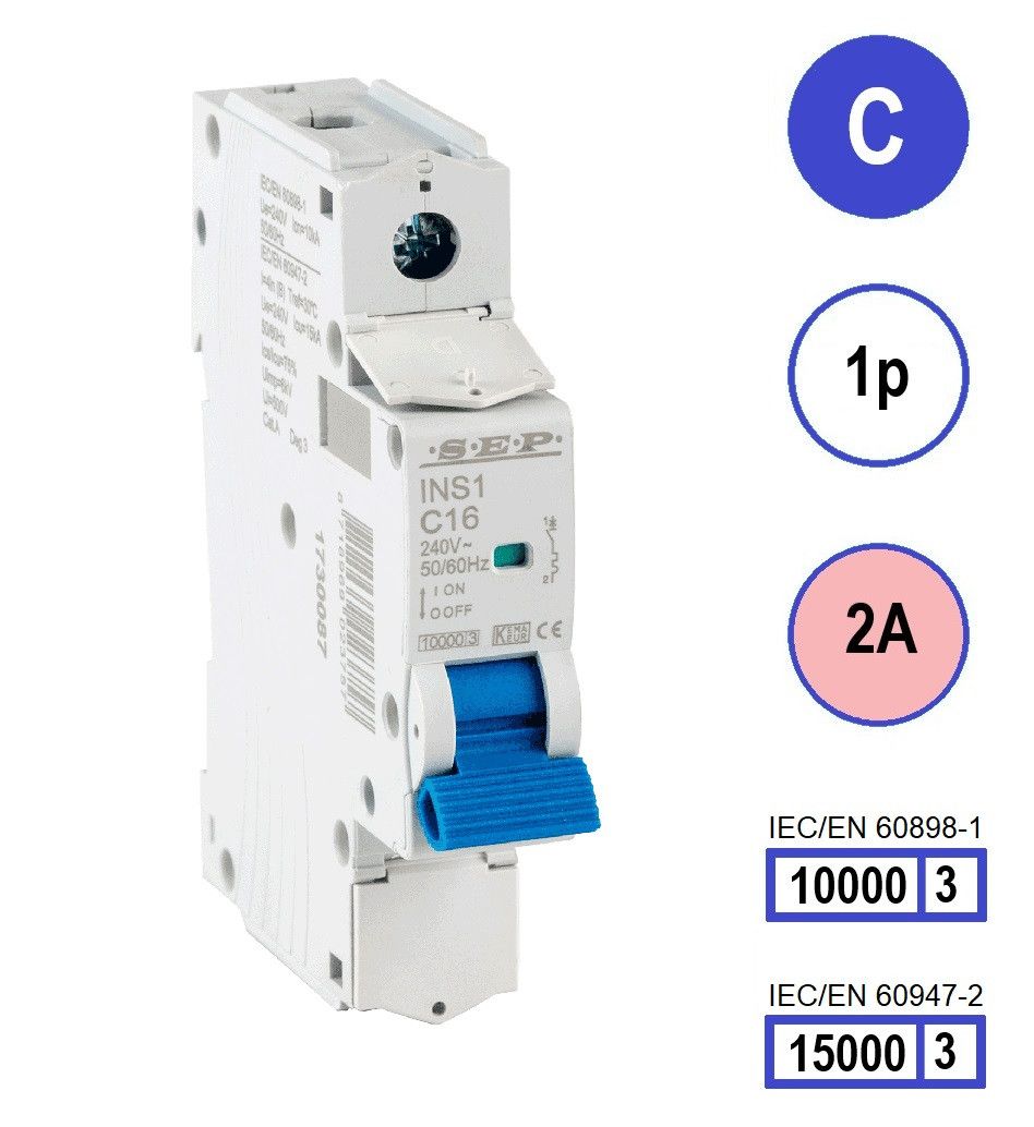 SEP INS1 inst.aut  1p - C - 2A - 10/15kA