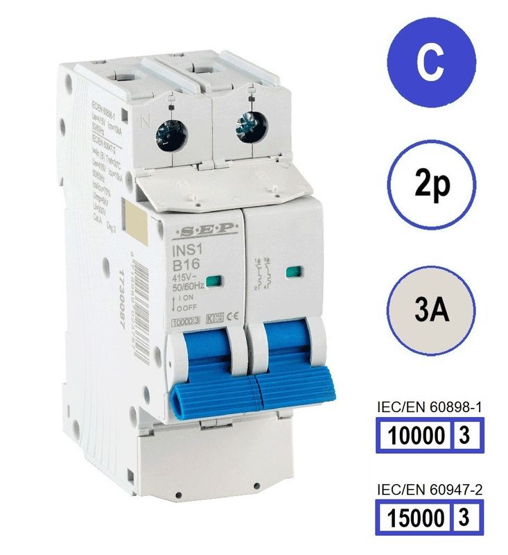 SEP INS1 inst.aut  2p - C - 3A - 10/15kA