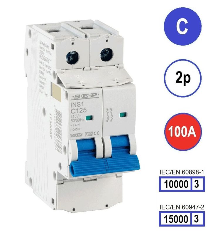 SEP INS1 inst.aut  2p - C - 100A - 10/15kA