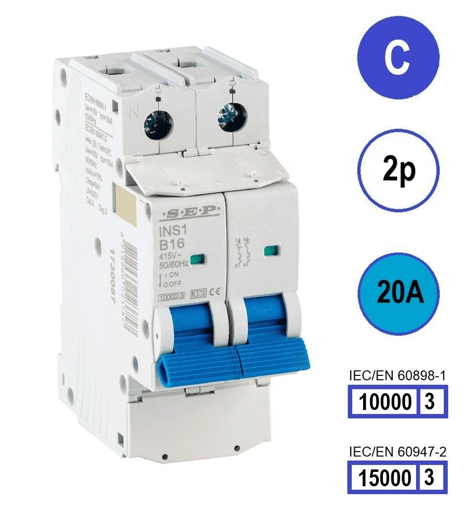 SEP INS1 inst.aut  2p - C - 20A - 10/15kA