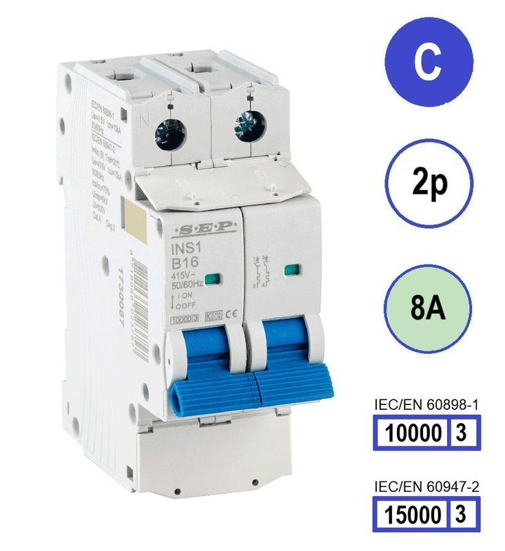 SEP INS1 inst.aut  2p - C - 8A - 10/15kA