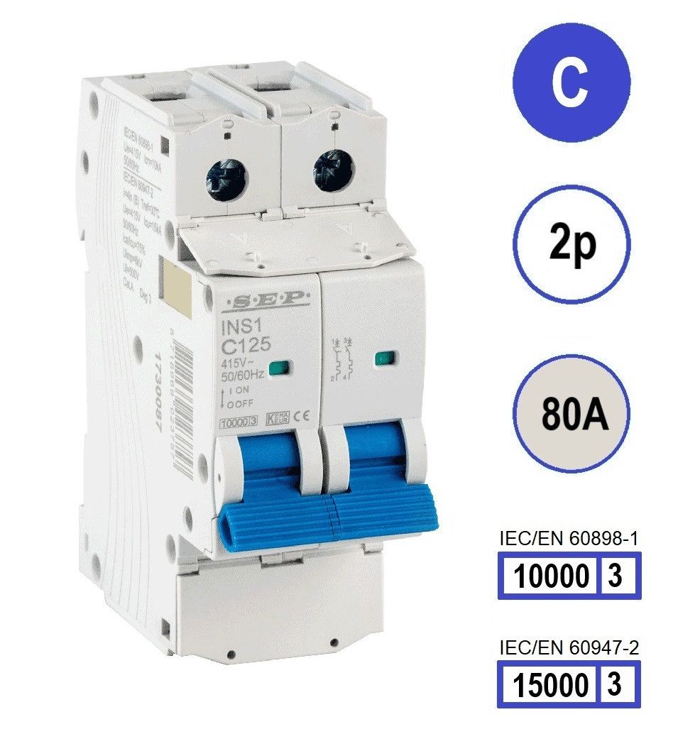 SEP INS1 inst.aut  2p - C - 80A - 10/15kA