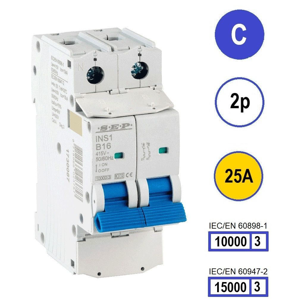 SEP INS1 inst.aut  2p - C - 25A - 10/15kA