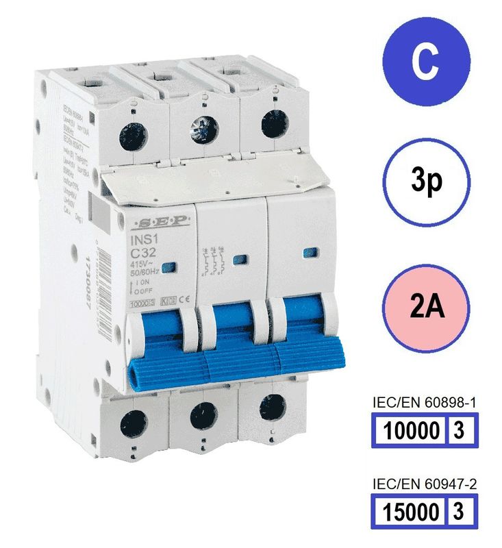SEP INS1 inst.aut  3p - C - 2A - 10/15kA