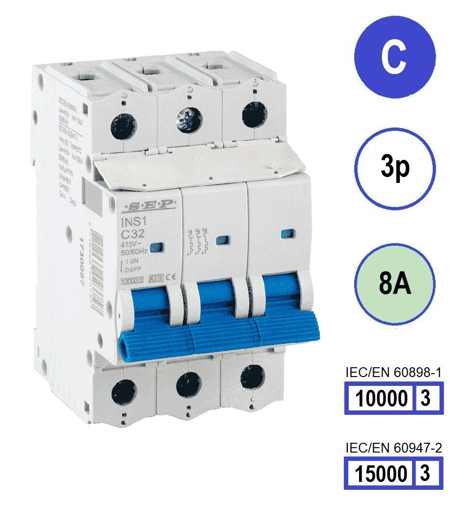 SEP INS1 inst.aut  3p - C - 8A - 10/15kA