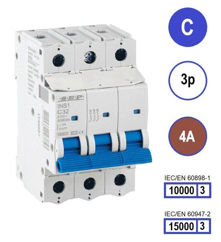 SEP INS1 inst.aut  3p - C - 4A - 10/15kA