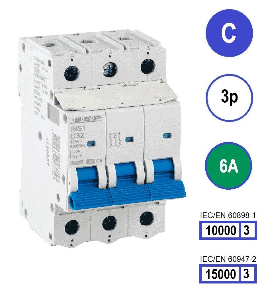 SEP INS1 inst.aut  3p - C - 6A - 10/15kA