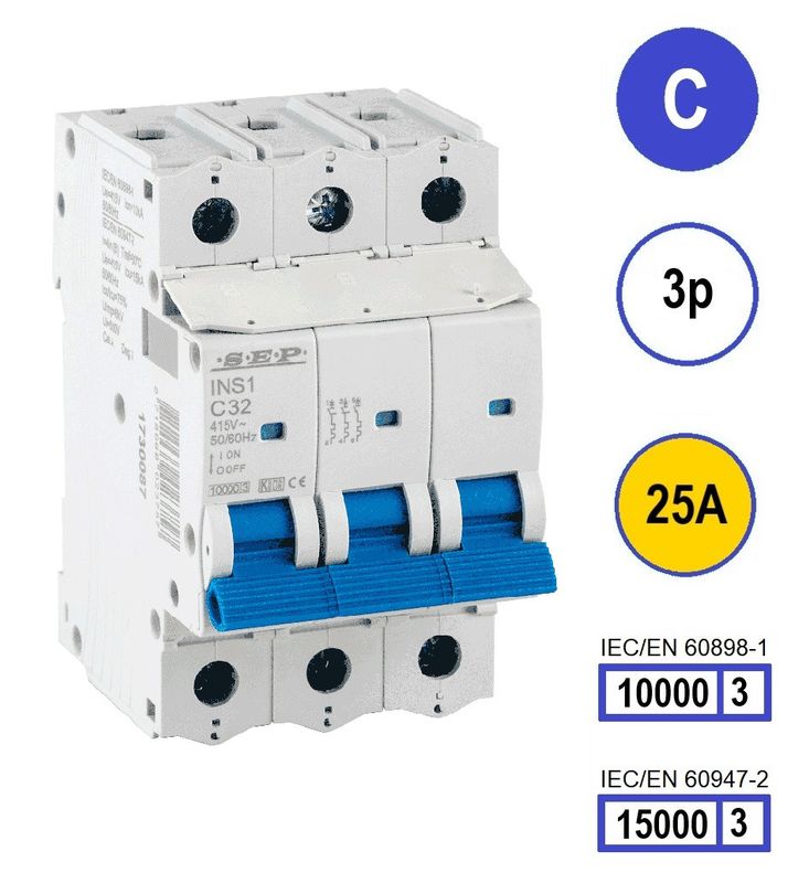 SEP INS1 inst.aut  3p - C - 25A - 10/15kA