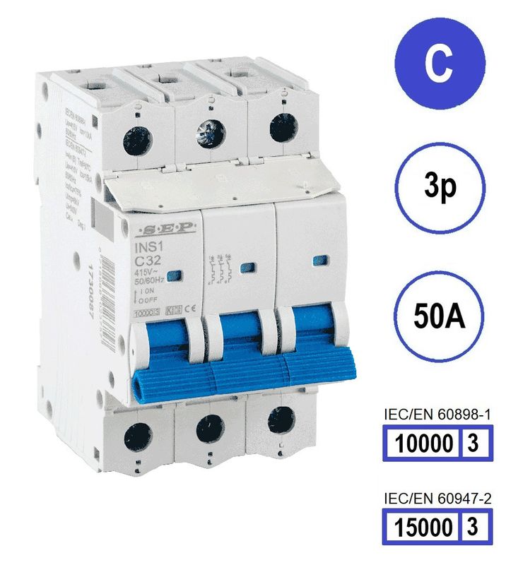 SEP INS1 inst.aut  3p - C - 50A - 10/15kA