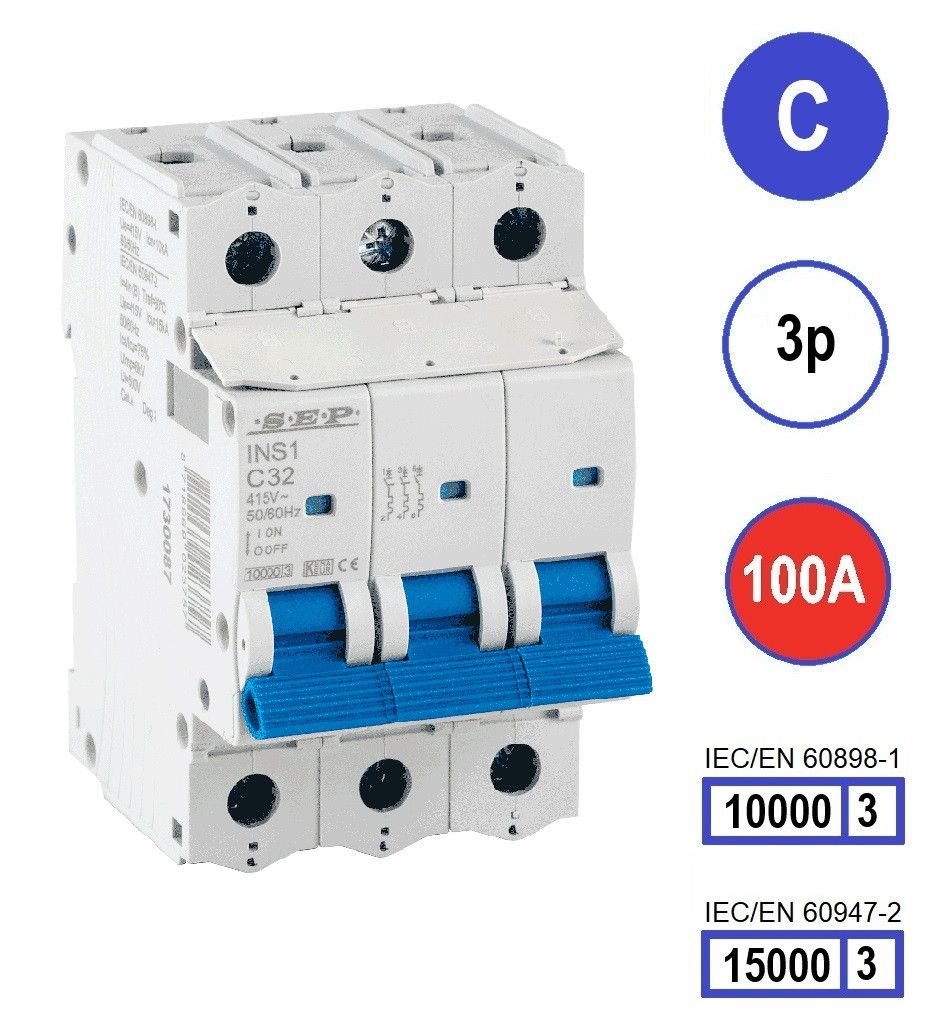 SEP INS1 inst.aut  3p - C - 100A - 10/15kA