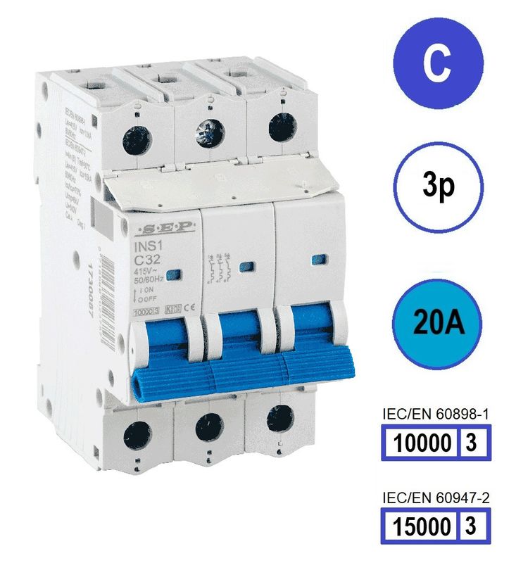 SEP INS1 inst.aut  3p - C - 20A - 10/15kA