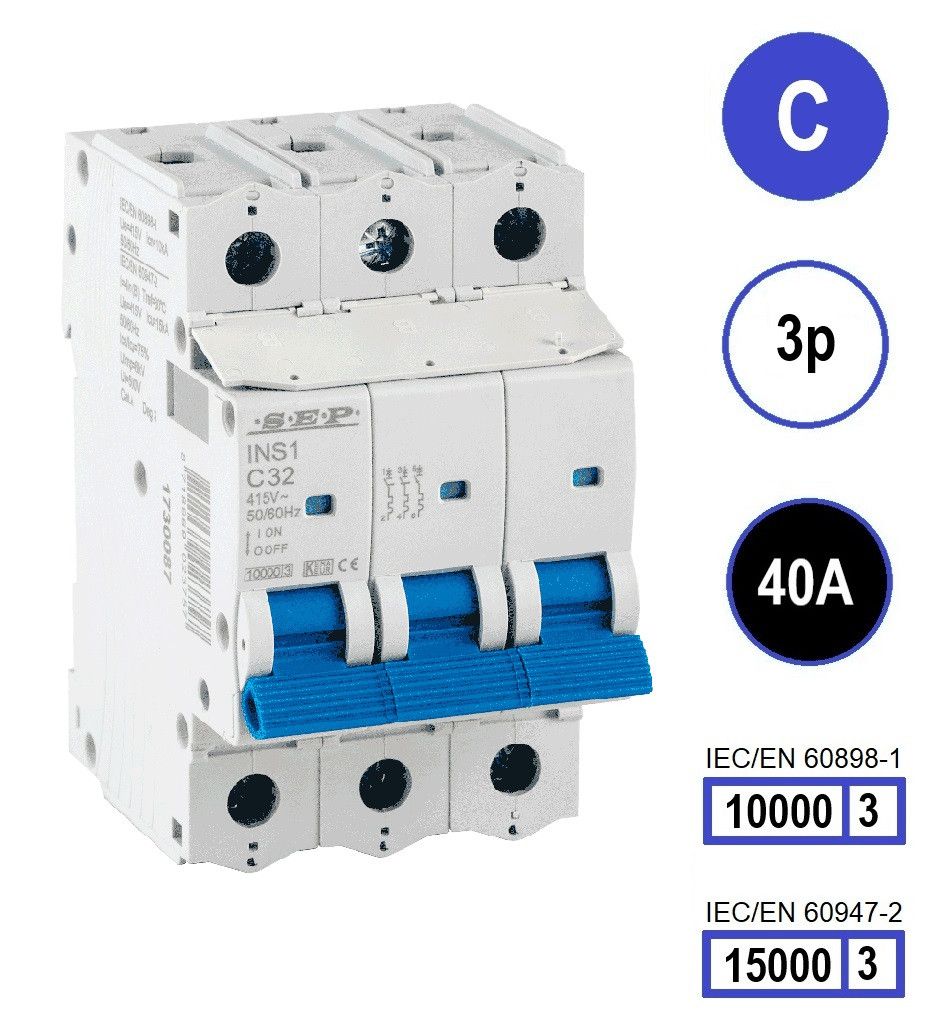 SEP INS1 inst.aut  3p - C - 40A - 10/15kA