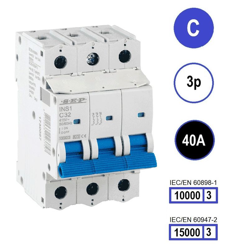 SEP INS1 inst.aut  3p - C - 40A - 10/15kA