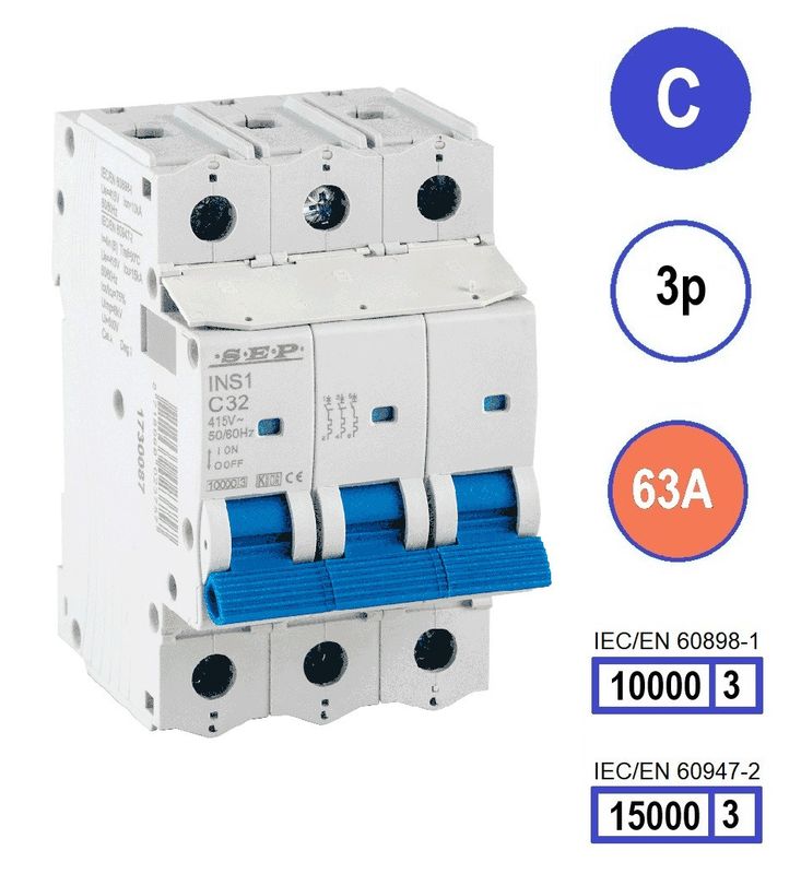 SEP INS1 inst.aut  3p - C - 63A - 10/15kA