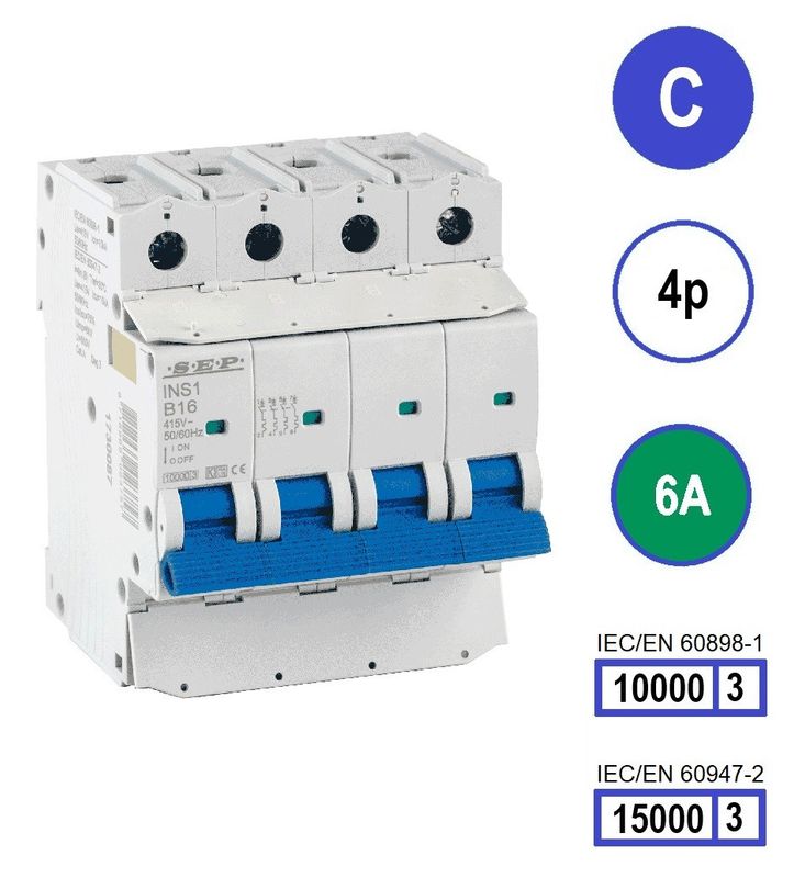 SEP INS1 inst.aut  4p - C - 6A - 10/15kA