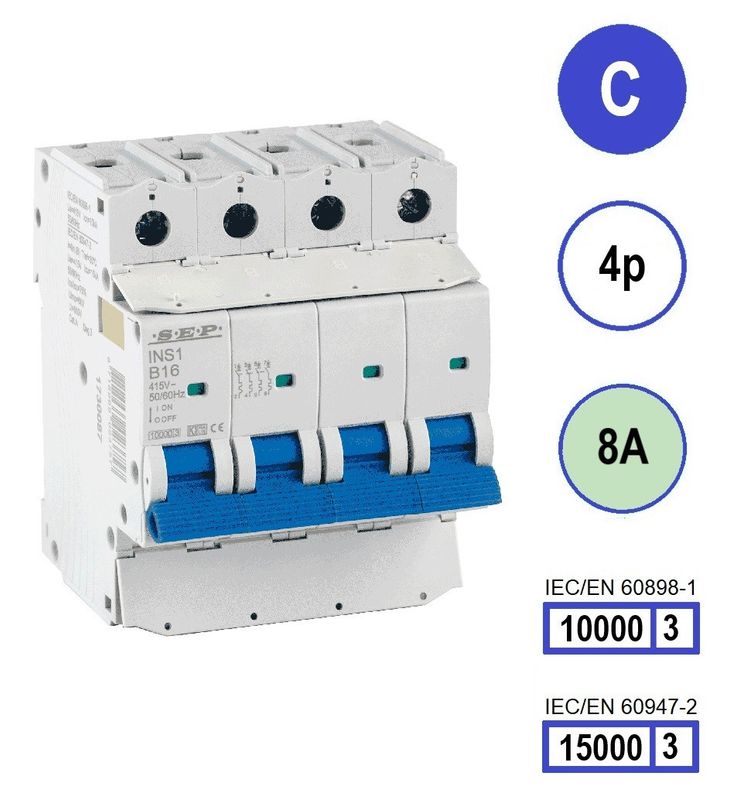 SEP INS1 inst.aut  4p - C - 8A - 10/15kA